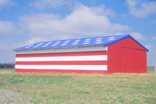 Barn Painted Like American Flag, Central California
